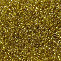 (RR3524) Fancy Lined Marigold Cuentas de rocailles redondas miyuki, granos de la semilla japonés, (rr 3524) caléndula con forro de fantasía, 8/0, 3 mm, agujero: 1 mm, Sobre 2111~2277 unidades / 50 g