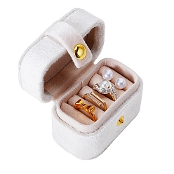 White Velvet Ring Box, Jewelry Organizer, Rectangle, White, 6.5x3.9x5cm