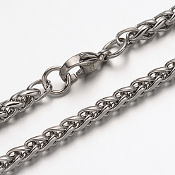 Stainless Steel Color 304 Stainless Steel Rope Chain Necklaces, with Lobster Claw Clasps, Stainless Steel Color, 23.6 inch(59.9cm)x3.8mm