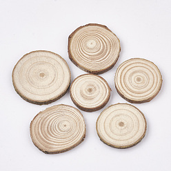 PapayaWhip Undyed Unfinished Wooden Cabochons, Wood Slice, Tree Ring, PapayaWhip, 28~42x4~5.5mm