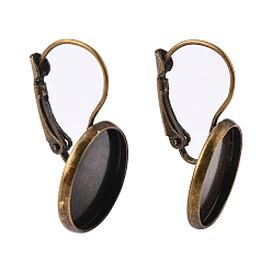 Bronze Antique Accessoires dormeuses d'oreilles en laiton, sans nickel, bronze antique, 29x18mm, pin: 0.8 mm, plateau: 16 mm