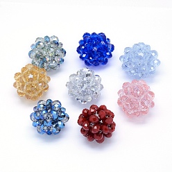Mixed Color Glass Bead, Faceted, Round, Mixed Color, 27~30mm, Hole: 4~5mm