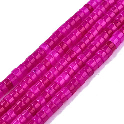 Medium Violet Red Natural White Jade Beads Strands, Dyed, Heishi Beads, Flat Round/Disc, Medium Violet Red, 4x2mm, Hole: 1mm, about 169~171pcs/strand, 15.08 inch~15.28 inch(38.3~38.8cm)