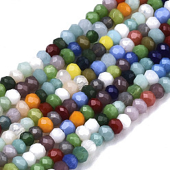 Mixed Color Opaque Glass Beads Strands, Faceted, Rondelle, Mixed Color, 2mm, Hole: 0.7mm, about 190~196pcs/strand, 12.44 inch~12.71 inch(31.6~32.3cm)