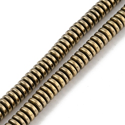 Light Gold Plated Electroplated Synthetic Non-magnetic Hematite Beads Strands, Flat Round/Disc, Heishi Beads, Light Gold Plated, 5.1~5.4x1.7~1.85mm, Hole: 0.7mm, about 215pcs/strand, 16.02''(40.7cm)