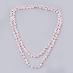 Rose Quartz Natural Rose Quartz Beaded Multi-strand Necklaces, Double Layer Necklaces, Round, 47.24 inch~48.03 inch(120~122cm)
