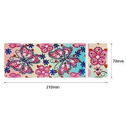 Butterfly DIY Rectangle Diamond Painting Pencil Case Kits, Including Plastic Box, Self-sealing Bag, Resin Rhinestones, Diamond Sticky Pen, Tray Plate and Glue Clay, Butterfly Pattern, 210x72x30mm