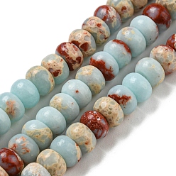 Cyan Foncé Brins de perles teintes en jaspe impérial synthétique, rondelle, dark cyan, 6~7x4~4.5mm, Trou: 1.2mm, Environ 90~94 pcs/chapelet, 14.76''~15.08" (37.5~38.3 cm)