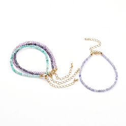 Pierre Mélangete Bracelets de perles de pierres précieuses naturelles à facettes pour femmes, or, 7-1/4 pouce (18.5 cm)