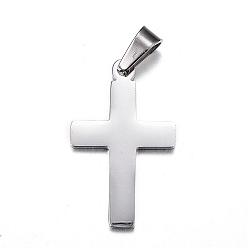 Stainless Steel Color 304 Stainless Steel Pendants, Latin Cross, Stainless Steel Color, 27x16.5x1.5mm, Hole: 4x7mm