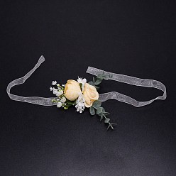 Bisqué Muñeca de seda, con flor de imitación de plástico, para la boda, decoraciones de fiesta, sopa de mariscos, 585~590 mm