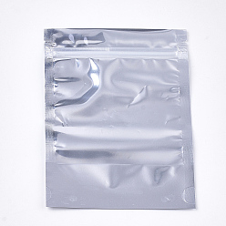 Plata Bolsas con cierre de cremallera para mascotas y pe, bolsa de pie resellable, bolsa de almacenamiento de alimentos de papel de aluminio reutilizable, Rectángulo, plata, 23.7x15.9 cm, medida interior: 19.5x13.8 cm