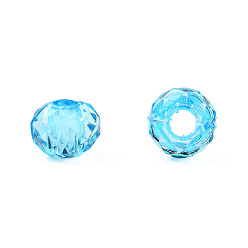 Deep Sky Blue Transparent Acrylic Beads, Faceted, Rondelle, Deep Sky Blue, 4x3.5mm, Hole: 1.5mm, about 14000pcs/500g