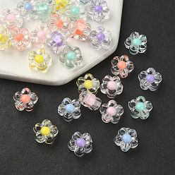 Mixed Color 30Pcs 6 Colors Transparent Acrylic Beads, Bead in Bead, Flower, Mixed Color, 12x12.5x6mm, Hole: 2.5mm, 5pcs/color