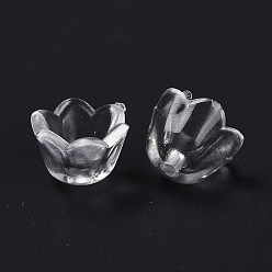 Clair Perles acryliques transparentes transparentes, fleur de tulipe, chapeaux de perles pour la fabrication de bijoux, muguet, environ 10 mm de large, épaisseur de 6mm, Trou: 1.5mm, environ 1900 pcs / 500 g