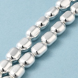 Plaqué Argent Brins de perles d'hématite non magnétiques synthétiques galvanisées, ovale, Plaqué Argent, 9.5x8x6mm, Trou: 0.9mm, Environ 42 pcs/chapelet, 16.14'' (41 cm)