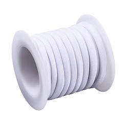 White Flat Polyester Elastic Cord, Webbing Garment Sewing Accessories, White, 5mm, about 3.28 yards(3m)/roll