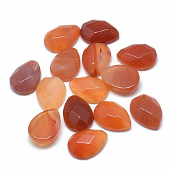 Carnelian Dyed Natural Carnelian Cabochons, Handmade Faceted, teardrop, 18x13x5~6mm
