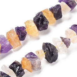 Ametrine Natural Ametrine Beads Strands, Rough Raw Stone, Nuggets, 13~21x5~13mm, Hole: 1.2mm, about 23~24pcs/strand, 7.87 inch~8.26  inch(20~21cm)