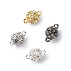 Mixed Color Alloy Rhinestone Magnetic Clasps with Loops, Oval, Mixed Color, 14x9mm, Hole: 1mm