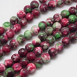 Dark Red Synthetic Fossil Beads Strands, Dyed & Heated, Round, Dark Red, 8mm, Hole: 1mm, about 50pcs/strand, 15.7 inch