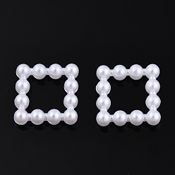 Creamy White ABS Plastic Imitation Pearl Linking Rings, Square, White, 11x11x3mm, Inner Diameter: 6x6mm, about 1000pcs/bag