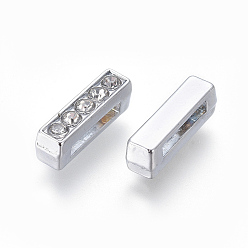 Letter I Alloy Initial Slide Charms with Grade A Rhinestones, Lead Free & Nickel Free, Platinum, Letter.I, 13x3.5x4.5mm, Hole: 8x2mm