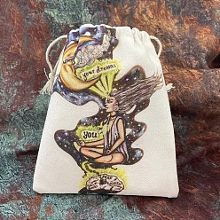 Human Pochettes d'emballage en toile à thème tarot sacs à cordon, rectangle, motif humain, 15~18x13~14 cm