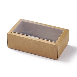 BurlyWood Cardboard Paper Gift Box, with Plastic Clear Window, Rectangle, BurlyWood, Fold: 14.1x8x4.6cm
