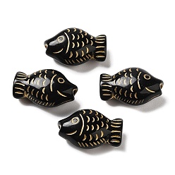 Noir Perles acryliques opaques, poisson, noir, 21.5x14x9mm, Trou: 2mm, environ: 330 pcs / 500 g