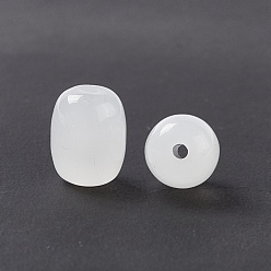 White Opaque Glass Beads, Barrel, White, 10x8mm, Hole: 1.6mm