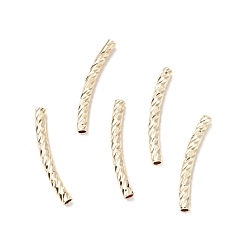 Golden Rack Plating Brass Curved Tube Beads, Cadmium Free & Lead Free, Long-Lasting Plated, Golden, 20x2mm, Hole: 1.2mm