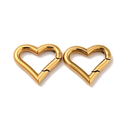 Oro Revestimiento al vacío 304 anillos de resorte de acero inoxidable, corazón, dorado, 17x20x3 mm, 9 calibre, diámetro interior: 11x15 mm