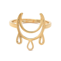 Настоящее золото 18K Ионное покрытие (ip) 304 регулируемое кольцо в виде полумесяца из нержавеющей стали для женщин, реальный 18 k позолоченный, размер США 6 (16.5 мм)