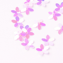 Orchid Plastic Paillette Beads, Sequins Beads, Flower, Orchid, 10x10.5x0.5mm, Hole: 1mm, about 16000pcs/500g
