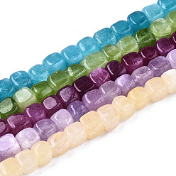 Mixed Color Natural Dolomite Beads Strands, Dyed, Cube, Mixed Color, 7~8x7~8x7~8mm,  Hole: 1.2mm, about 50~52pcs/strand, 14.76 inch~15.35 inch(37.5cm~39cm)