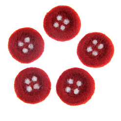 Brique Rouge Accessoires d'ornement en feutre de laine faits à la main, bouton rond et plat, pour bricolage enfants élastique à cheveux, firebrick, 30x30mm