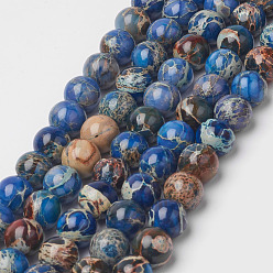 Bleu Ciel Foncé Brins de perles de jaspe impérial naturel, teints et chauffée, ronde, 8mm, Trou: 1mm, 16 pouce.