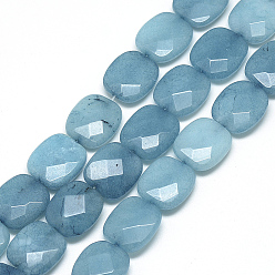 Cornflower Blue Natural Quartz Beads Strands, Dyed, Faceted, Square, Cornflower Blue, 19~20x17~18x6~7mm, Hole: 1.5mm, about 20pcs/strand, 15.7 inch