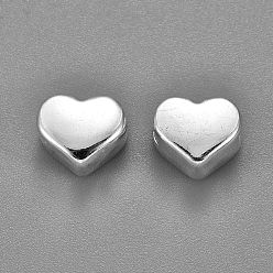 Plata 304 bolas de acero inoxidable, corazón, plata, 9x10x6 mm, agujero: 1.5 mm