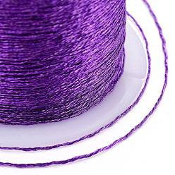 Фиолетовый Полиэфирная плетеная металлическая нить, для изготовления и вышивки плетеных браслетов своими руками, фиолетовые, 0.4 мм, 6 -ply, около 54.68 ярдов (50 м) / рулон