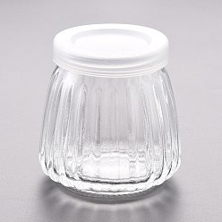 Claro Contenedores de talón tarro de cristal, con tapón de plástico, Claro, 6.85x6.8 cm, capacidad: 100 ml (3.38 fl. oz)