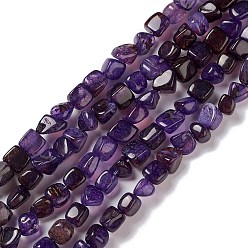 Indigo Natural Agate Beads Strands, Nuggets, Dyed & Heated, Indigo, 5~11x5~12x5~11mm, Hole: 1~1.4mm, about 39~50pcs/strand, 14.17~14.96 inch(36~38cm)