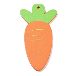 Carrot Pendentifs en bois imprimés simple face sur le thème de Pâques, charmes de pâques, carotte, 99.5x50x3mm, Trou: 4mm