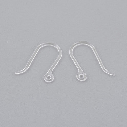 Clear Resin Earring Hooks, Ear Wire, with Horizontal Loop, Clear, 12x9mm, Hole: 0.8mm, 24 Gauge, Pin: 0.5mm