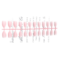 Pink Твердый пластиковый пресс с полным покрытием на накладных кончиках ногтей, нейл-арт съемный маникюр слезинка, розовые, 19~26x11.6~20 мм, 24 шт / комплект