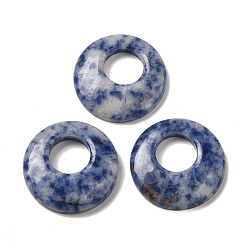 Punto Piedra Azul Colgantes de jaspe azul natural, dijes de donut/disco pi, 27.5~28x4.5~5.5 mm