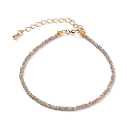 Coffee Faceted Electroplate Glass Beaded Bracelets, with Golden Plated Brass Spring Ring Clasps, Rondelle, Coffee, 7-1/2 inch(19cm)