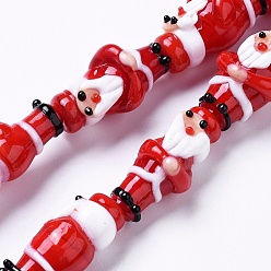 Красный Бусины лэмпворк , на Рождество, Дед Мороз, красные, 24~27x10~14x13~17 мм, отверстие : 1.8 мм