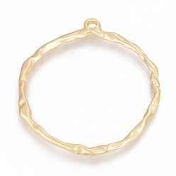 Настоящее золото 18K Большие сплавочные подвески, матовый стиль, кольцо, без кадмия и без свинца, реальный 14 k позолоченный, 81x72x5 мм, отверстие : 4.5 мм